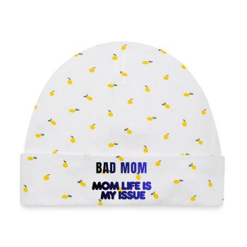 Bad Mom Life Issue - Baby Premium Organic Mütze - Weiß/Zitronengelb - Vorne