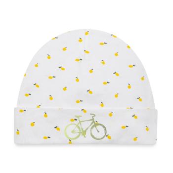 Aquarell-Fahrrad: Stadtfahrt - Baby Premium Organic Mütze - Weiß/Zitronengelb - Vorne