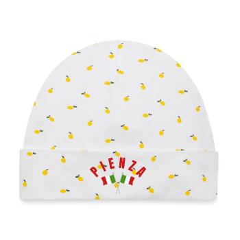 Emblem der italienischen Flagge Pienza - Baby Premium Organic Mütze - Weiß/Zitronengelb - Vorne
