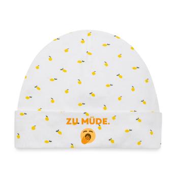 Zu Müde  - Baby Premium Organic Mütze - Weiß/Zitronengelb - Vorne