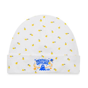 MENTALLY OFFLINE - Baby Premium Organic Mütze - Weiß/Zitronengelb - Vorne