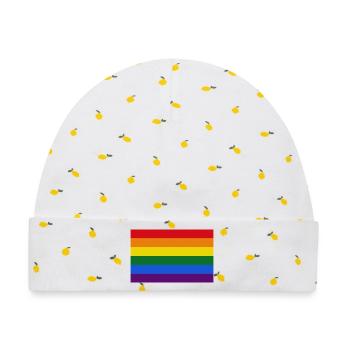 Schwule Regenbogenflagge - Baby Premium Organic Mütze - Weiß/Zitronengelb - Vorne
