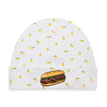 Sandwich Illustration - Baby Premium Organic Mütze - Weiß/Zitronengelb - Vorne