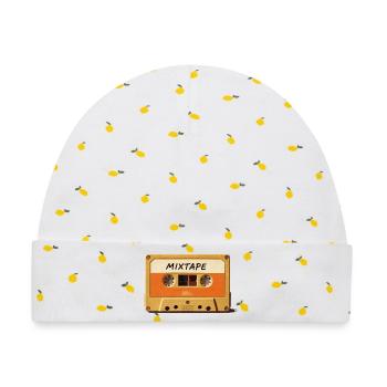 Mixtape Retro Kassette - Baby Premium Organic Mütze - Weiß/Zitronengelb - Vorne
