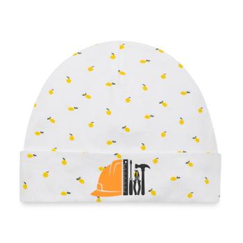 Werkzeug & Bauhelm – Handwerker Logo - Baby Premium Organic Mütze - Weiß/Zitronengelb - Vorne