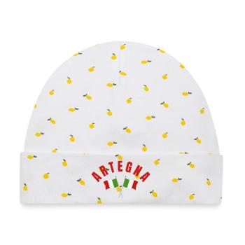 Artegna Italienische Flaggen - Baby Premium Organic Mütze - Weiß/Zitronengelb - Vorne