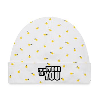 I'm So Proud Of You Herzlich Ermutigend Spruch - Baby Premium Organic Mütze - Weiß/Zitronengelb - Vorne