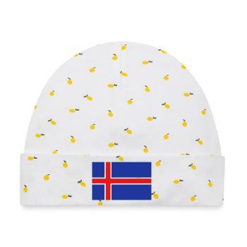 Isländische Flagge - Baby Premium Organic Mütze - Weiß/Zitronengelb - Vorne