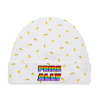 Pride Ally Regenbogenbriefe - Baby Premium Organic Mütze - Weiß/Zitronengelb - Vorne