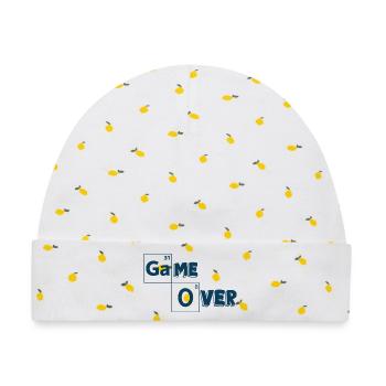 Game Over Games-Shirt - Baby Premium Organic Mütze - Weiß/Zitronengelb - Vorne