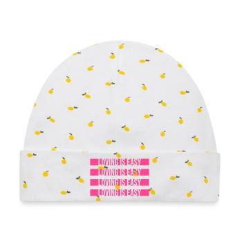 Loving Is Easy Inspirierend Romantisch Spruch Logo - Baby Premium Organic Mütze - Weiß/Zitronengelb - Vorne