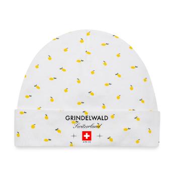 Grindelwald Schweiz Koordinaten Reise Souvenir - Baby Premium Organic Mütze - Weiß/Zitronengelb - Vorne