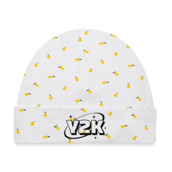 Y2K Nostalgie Neon Sparkle - Baby Premium Organic Mütze - Weiß/Zitronengelb - Vorne