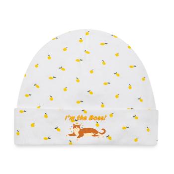 Ich bin der Chef - Katzenmotiv - Baby Premium Organic Mütze - Weiß/Zitronengelb - Vorne