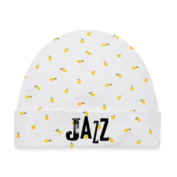 Vintage Jazz Typografie-Logo - Baby Premium Organic Mütze - Weiß/Zitronengelb - Vorne