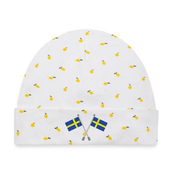 Schwedische Flagge - Baby Premium Organic Mütze - Weiß/Zitronengelb - Vorne