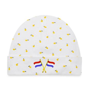Flagge der Niederlande - Baby Premium Organic Mütze - Weiß/Zitronengelb - Vorne