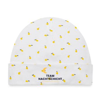 Team Nachtschicht - Baby Premium Organic Mütze - Weiß/Zitronengelb - Vorne