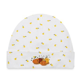 Kürbis Maus - Baby Premium Organic Mütze - Weiß/Zitronengelb - Vorne