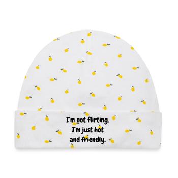 I'm not flirting. I'm just hot and friendly. - Baby Premium Organic Mütze - Weiß/Zitronengelb - Vorne