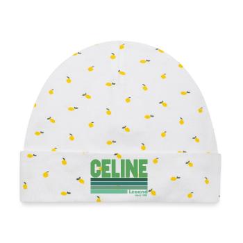 Céline-grüne Legende - Baby Premium Organic Mütze - Weiß/Zitronengelb - Vorne