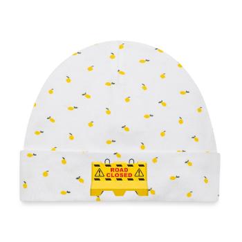 Symbol der Straßensperre für geschlossene Baustellen - Baby Premium Organic Mütze - Weiß/Zitronengelb - Vorne