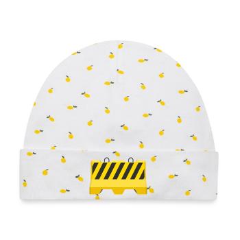 Warn-Straßenbarriere-Symbol - Baby Premium Organic Mütze - Weiß/Zitronengelb - Vorne