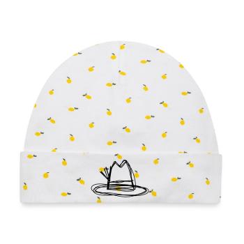 Tirolerhut handgezeichnet - Baby Premium Organic Mütze - Weiß/Zitronengelb - Vorne
