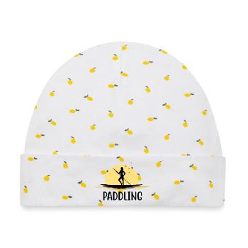kajak paddeln paddling kanu paddel boot - Baby Premium Organic Mütze - Weiß/Zitronengelb - Vorne