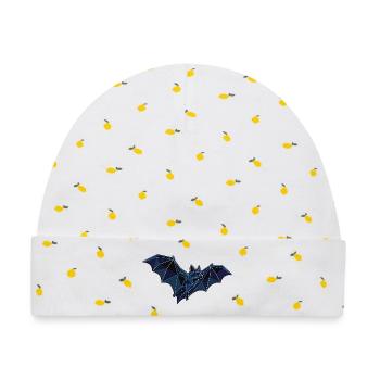 Fliegende Poly Stil Fledermaus - Baby Premium Organic Mütze - Weiß/Zitronengelb - Vorne