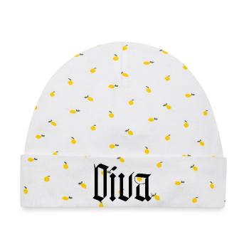 Diva / gothik stil  - Baby Premium Organic Mütze - Weiß/Zitronengelb - Vorne