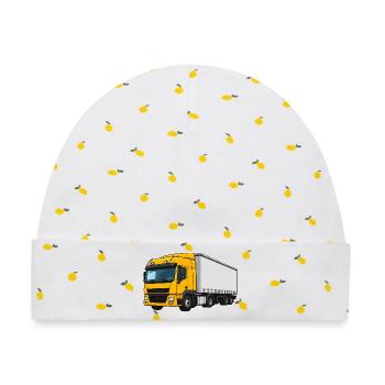 Gelber Lastwagen Illustration - Baby Premium Organic Mütze - Weiß/Zitronengelb - Vorne