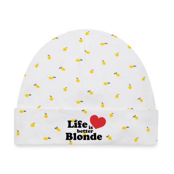 Blonde Life - Baby Premium Organic Mütze - Weiß/Zitronengelb - Vorne
