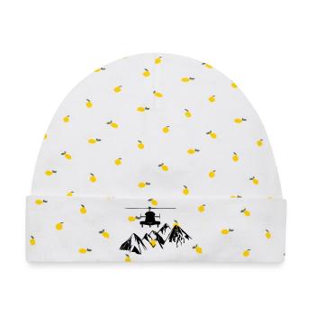 Helikopter mit Bergen - Baby Premium Organic Mütze - Weiß/Zitronengelb - Vorne