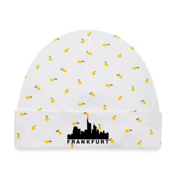 Frankfurter Skyline Frankfurt - Baby Premium Organic Mütze - Weiß/Zitronengelb - Vorne