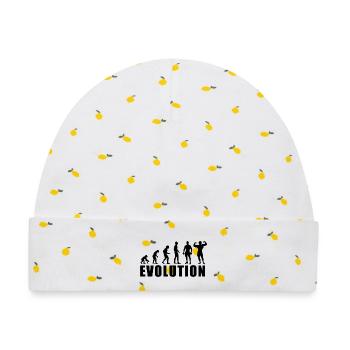 EVOLUTION BODY BUILDING Geschenk - Baby Premium Organic Mütze - Weiß/Zitronengelb - Vorne