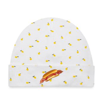 Hot Dog Wurst Brötchen Ketchup Fast Food Junk BBQ - Baby Premium Organic Mütze - Weiß/Zitronengelb - Vorne
