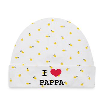 I Love Pappa - Baby Premium Organic Mütze - Weiß/Zitronengelb - Vorne