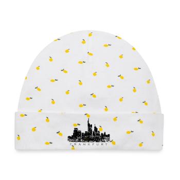 Frankfurter Skyline (Vintage/Schwarz) Frankfurt - Baby Premium Organic Mütze - Weiß/Zitronengelb - Vorne