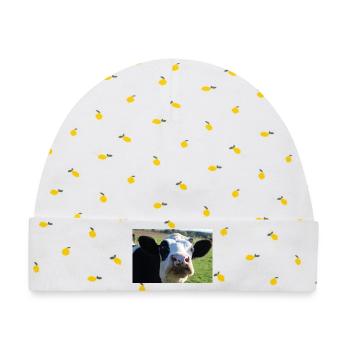 Kuh Poster - Baby Premium Organic Mütze - Weiß/Zitronengelb - Vorne
