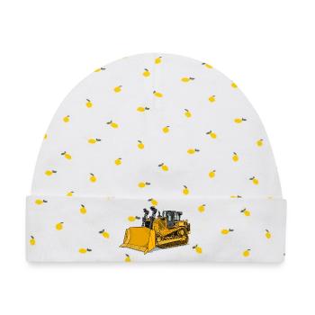 Planierraupe, Bulldozer - Baby Premium Organic Mütze - Weiß/Zitronengelb - Vorne