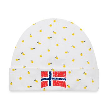 Norwegen Norge Norway - Baby Premium Organic Mütze - Weiß/Zitronengelb - Vorne