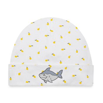 Hai Haifisch - Baby Premium Organic Mütze - Weiß/Zitronengelb - Vorne