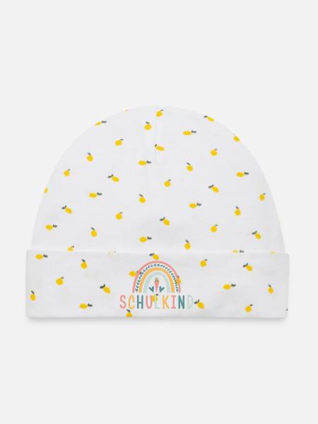 Schulkind - Regenbogen - Baby Premium Organic Mütze - Weiß/Zitronengelb
