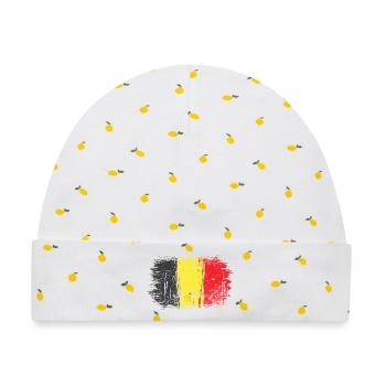 Pinselstrich Belgische Flagge - Baby Premium Organic Mütze - Weiß/Zitronengelb - Vorne