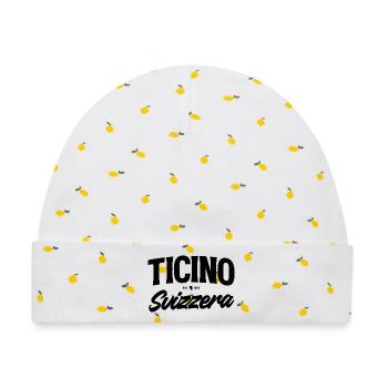 Ticino Svizzera Vintage Typografie Design - Baby Premium Organic Mütze - Weiß/Zitronengelb - Vorne