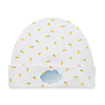 Wolke Wetter hellblau - Baby Premium Organic Mütze - Weiß/Zitronengelb - Vorne