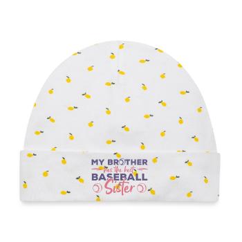 Schwester eines Baseballspielers - Baby Premium Organic Mütze - Weiß/Zitronengelb - Vorne