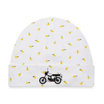 simme s50 Klassiker Moped DDR Osten Symbol icon - Baby Premium Organic Mütze - Weiß/Zitronengelb - Vorne