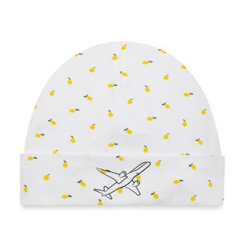 Flugzeug - Baby Premium Organic Mütze - Weiß/Zitronengelb - Vorne